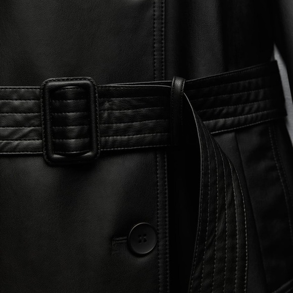 ZARA BELTED FAUX LEATHER TRENCH - Picture 8 of 8